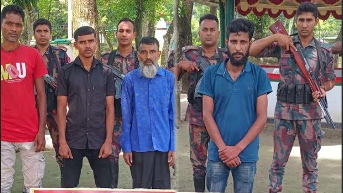 “মহেশপুর সীমান্তে বিজিবি কর্তৃক আটক অনুপ্রবেশকারীরা”